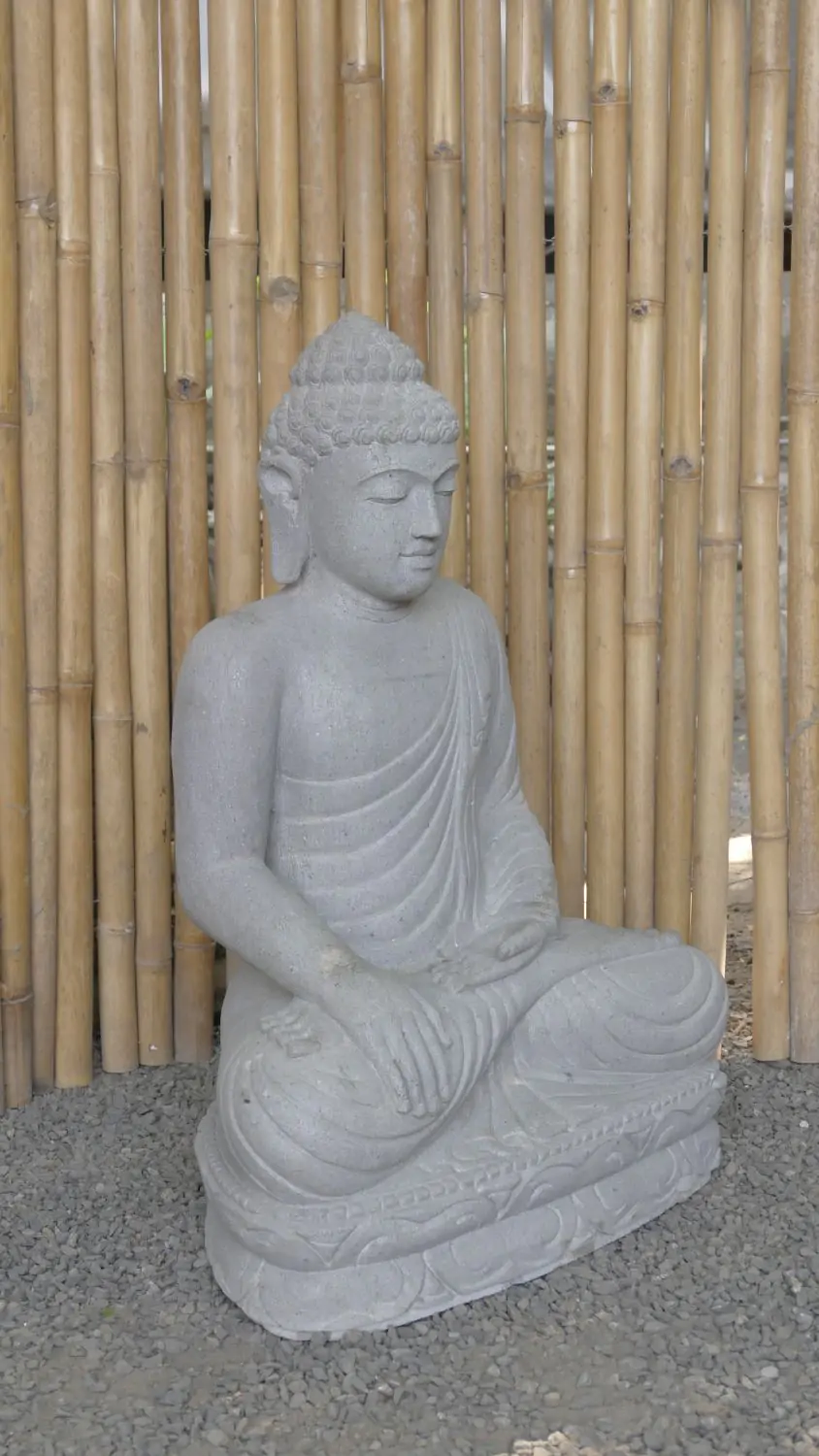  Product image 7 of the product “Seated Buddha made of Riverstone in Bhumisparsha - gesture of touching the earth. 83cm height. ”